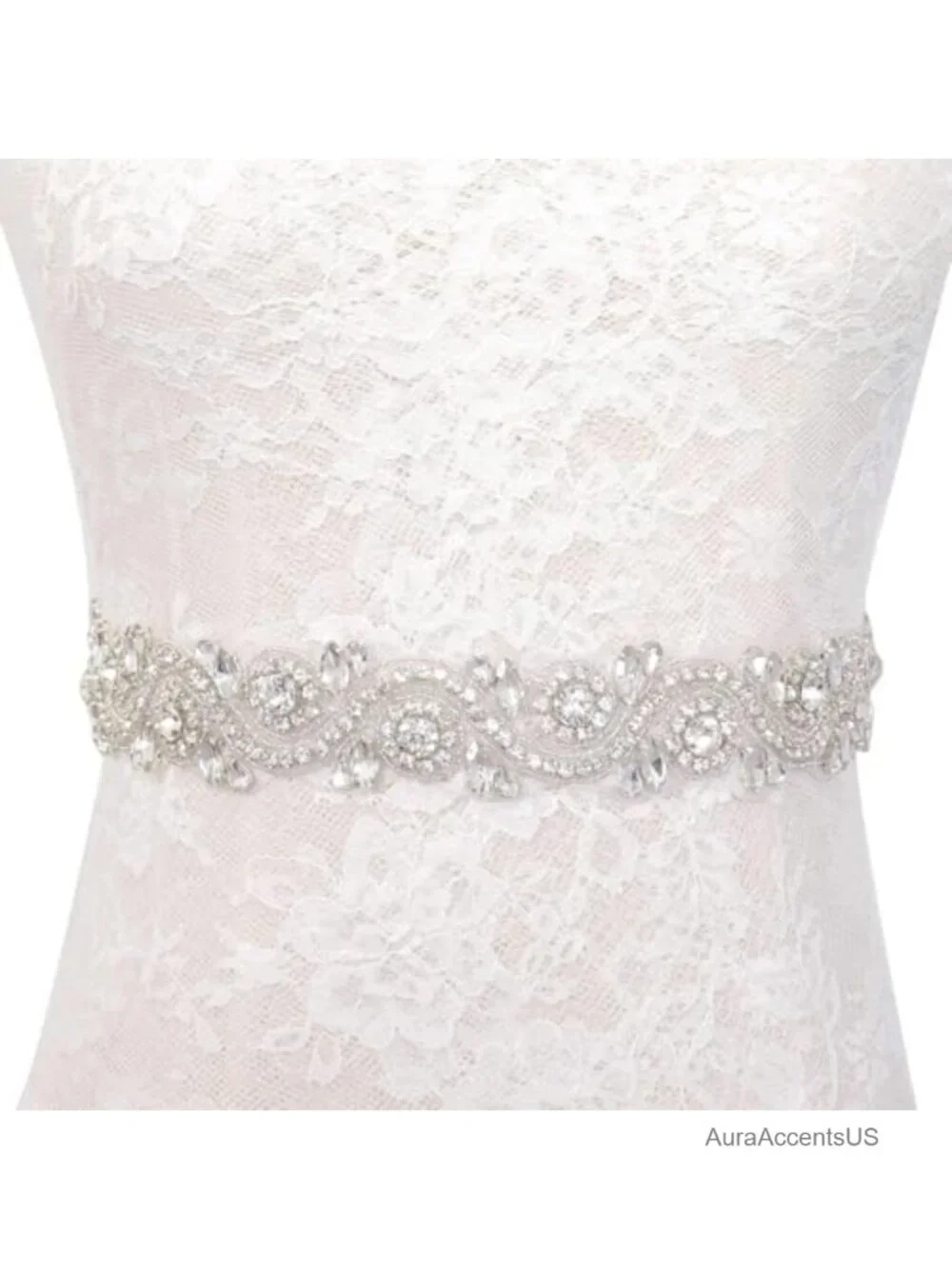 Rhinestone Wedding Sash Dress Belt Crystal Trim Bridal Belt